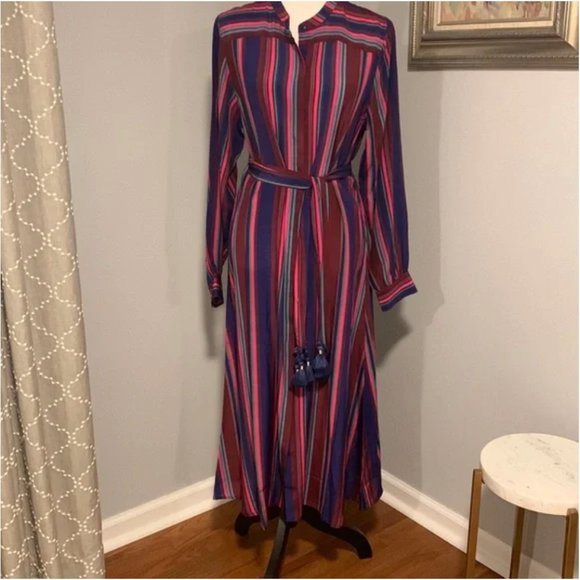 Figue Elena Long-Sleeve Multi-Striped Dress Size M NWOT - Picture 2 of 12